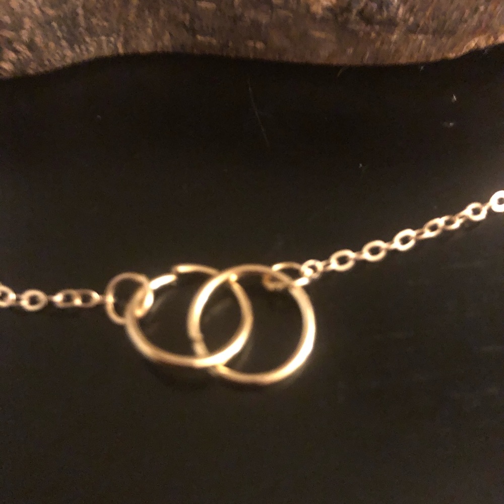Handmade Brand New 2Hoop Gold Color Chain Necklace - Picture 3 of 3